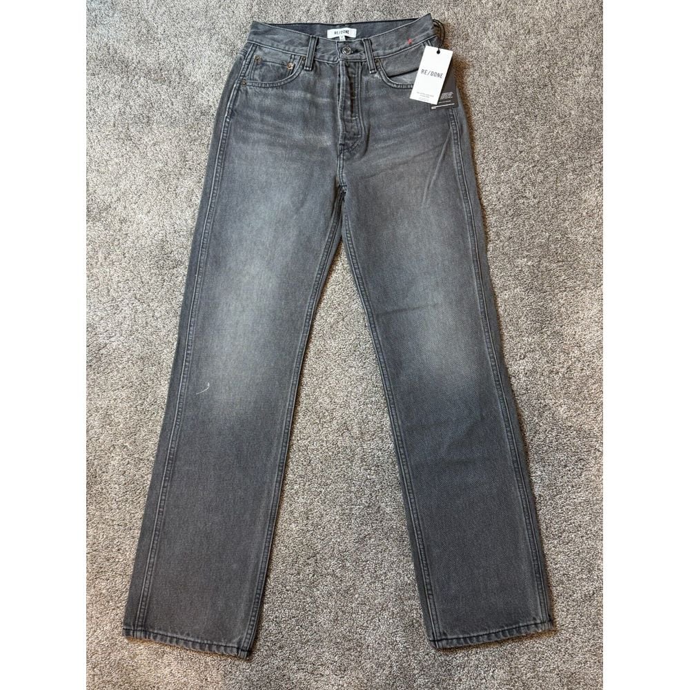 RE/DONE 90s High-Rise Loose Straight-Leg Jean Sz 25 Button Fly Ash Gray