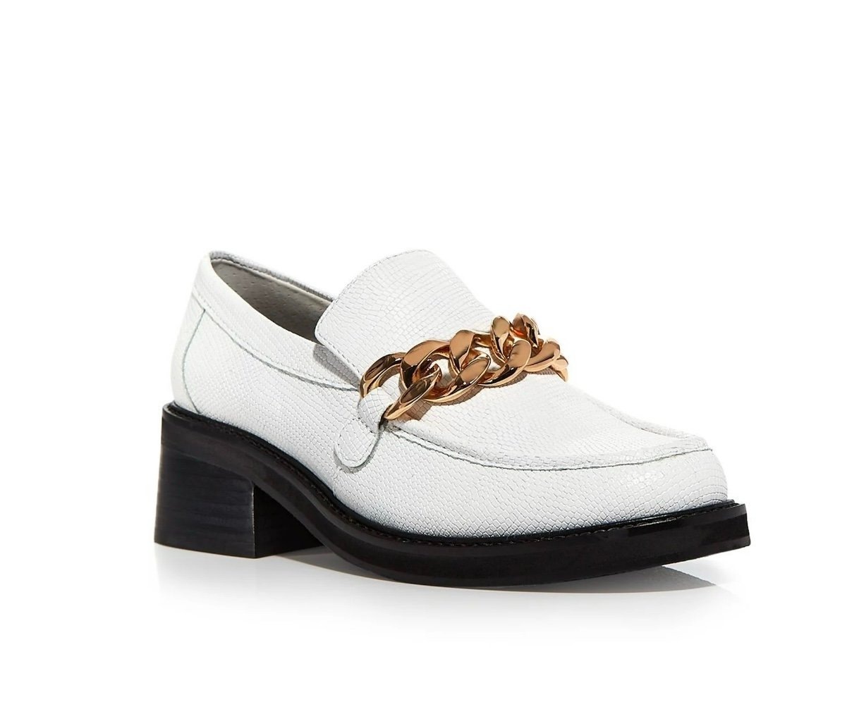 AQUA Womens White Bone Lizard Embossed Chain Accent Size 9