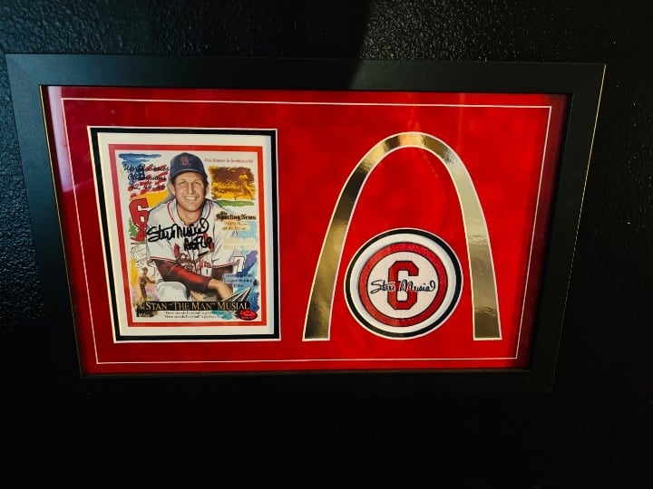 Stan Musial Framed Autograph Piece with the Iconic #6 Patch