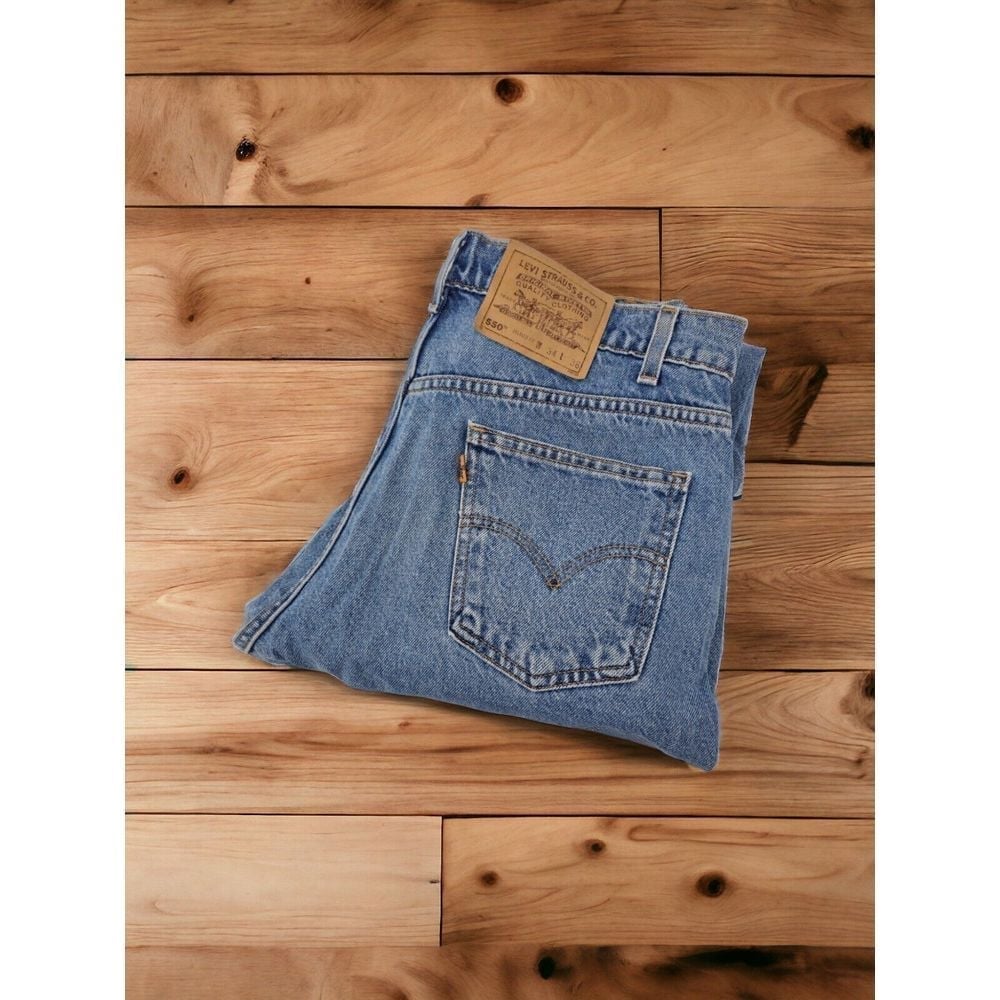 Levi's 550 Jeans VTG 90s Men's Sz 34 Blue Denim Relaxed Fit Orange Tab Tapered