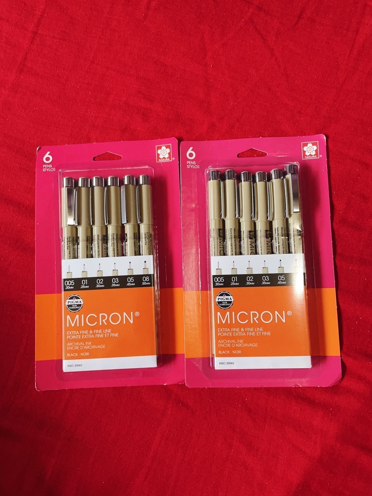 SAKURA Pigma Micron Extra Fineliner Black Pens Assorted Point Sizes, 2 packs New
