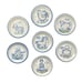 MA Hadley “Country Scene Blue” Set of 7 Ceramic Coasters 4 1/4”