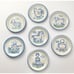 MA Hadley “Country Scene Blue” Set of 7 Ceramic Coasters 4 1/4”