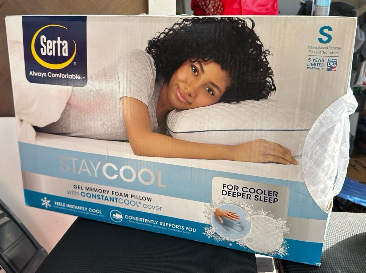 Serta Stay Cool Gel Memory Foam Pillow with Constant Cool Cover