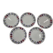 Adams Old Colonial Ironstone Floral Dinner Plates 10 Made In England Set of 5
