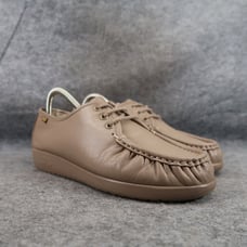 Sas Shoes Womens 8 Siesta Lace Up Loafer Moc Toe Comfort Leather Handcrafted USA