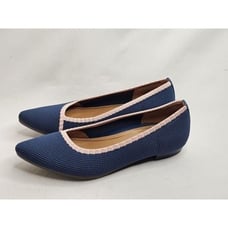 Vionic Dahlia Blue & Pink Accent Knit Slip On Ballet Flats Pointed Toe Size 6.5