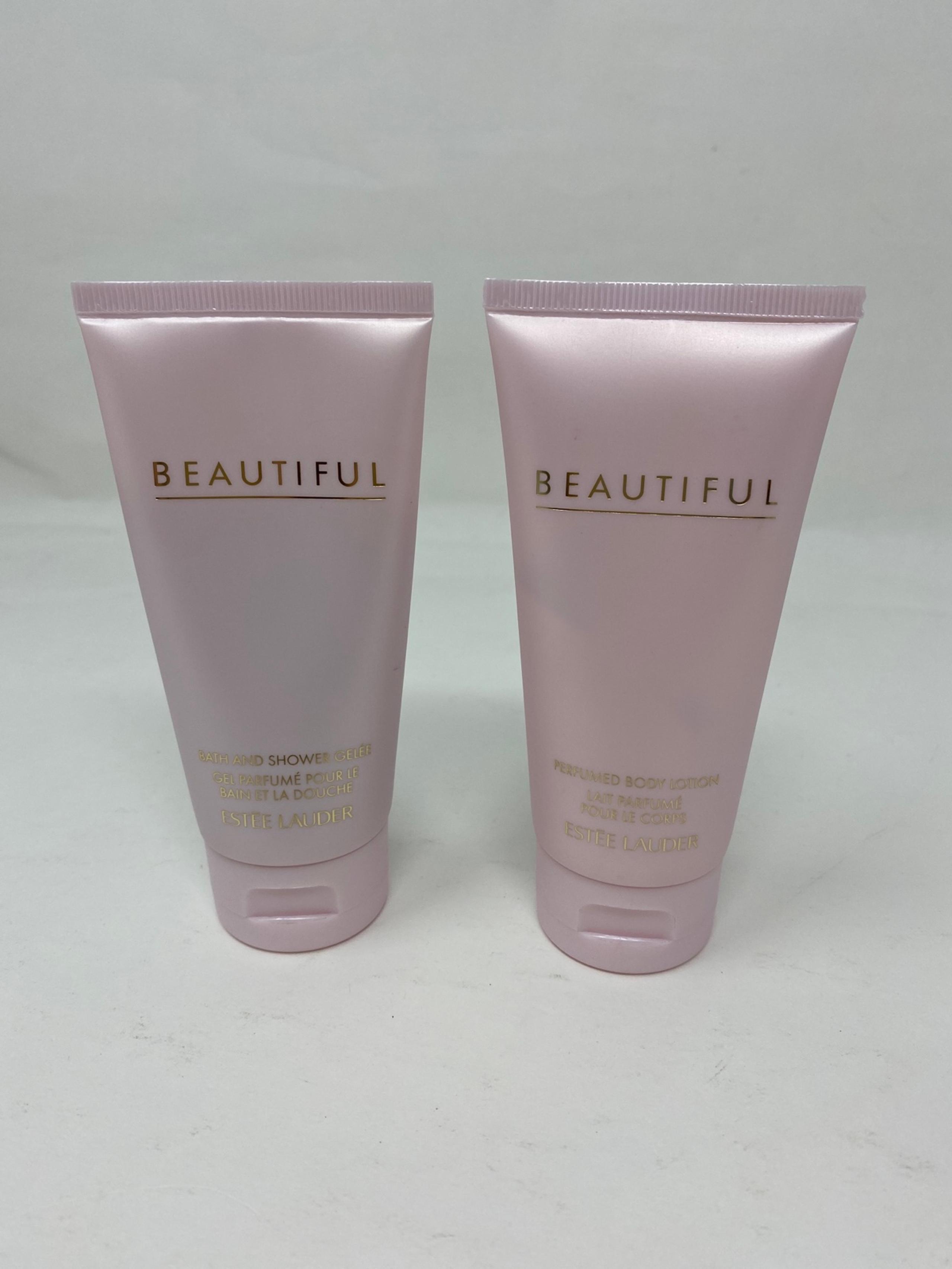 Estee Lauder BEAUTIFUL Perfumed Body Lotion & Shower Gel Set Large 2.5oz No Box