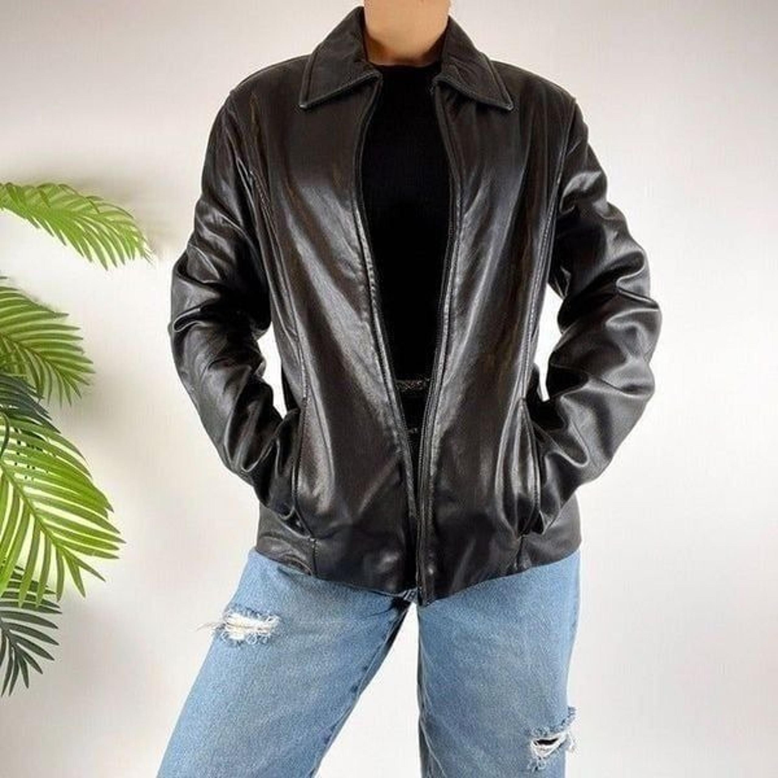 Vintage Y2K Black Indie Grunge Motorcycle Biker Leather Jacket / Size: Small