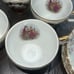 Victorian, gold trimmed, antique like, mini coffee cups with saucer plates