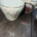 Victorian, gold trimmed, antique like, mini coffee cups with saucer plates