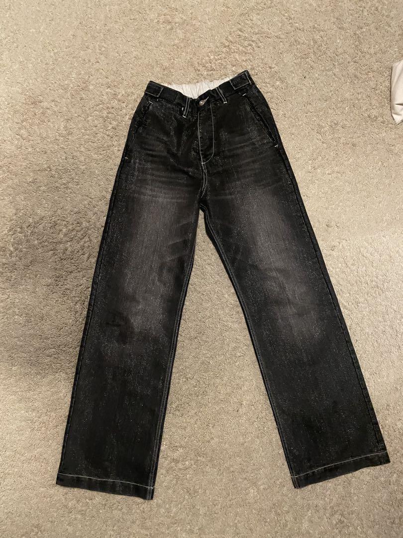 KAIKO SHINING FADED DENIM PANTS BLACK