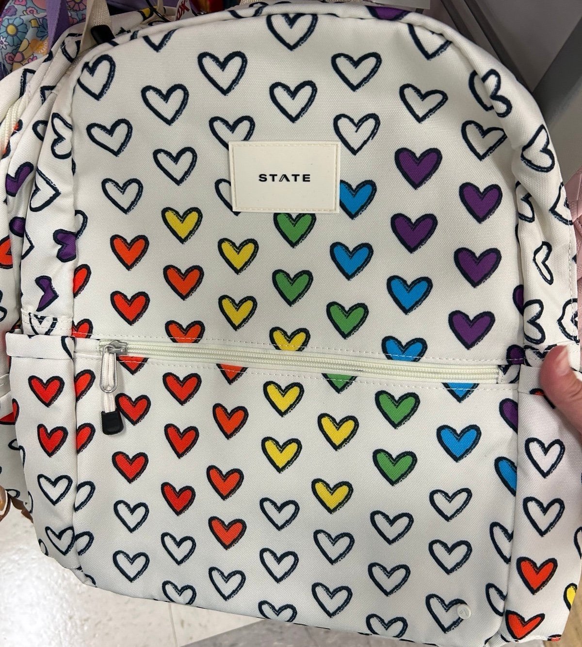 State Backpack rainbow hearts kane kids travel backpack new