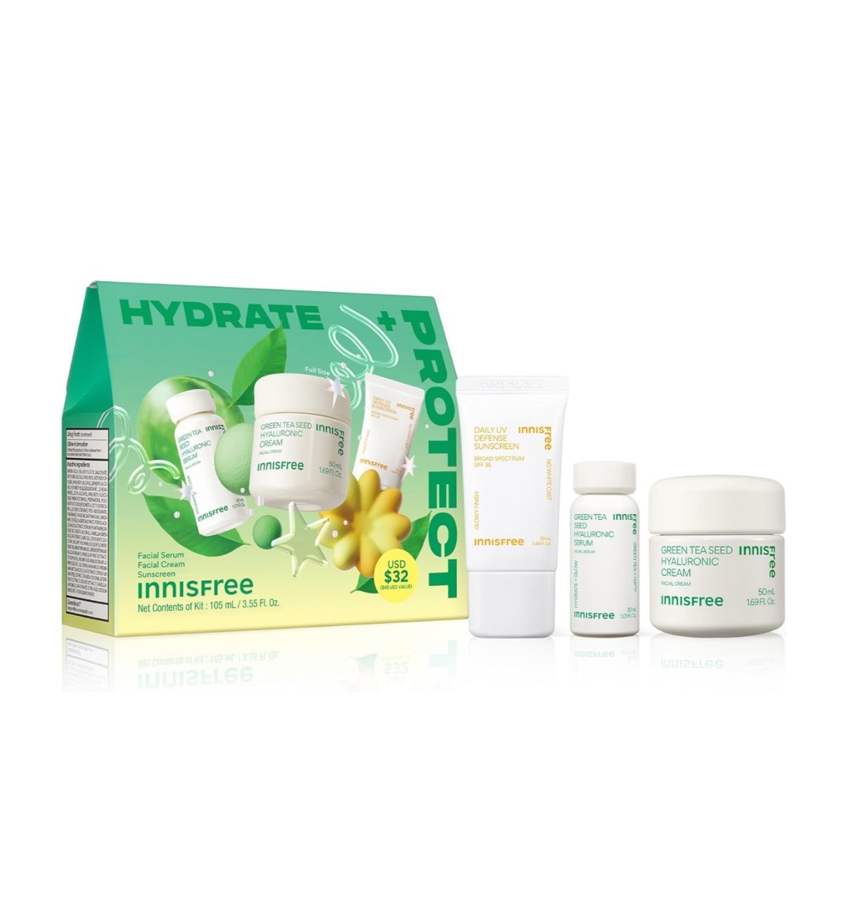 Innisfree Hydrate + Protect 3 pc skincare set