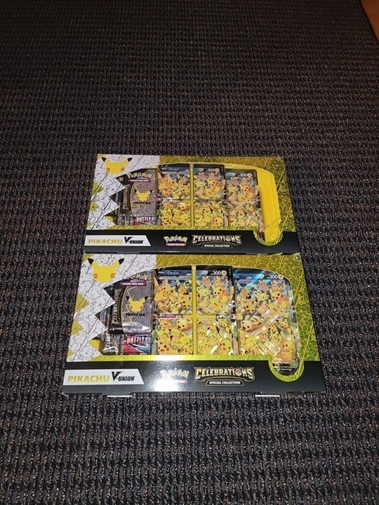 2 Pokemon 25th Anniversary Pikachu V Union Collection Boxes New! Celebrations
