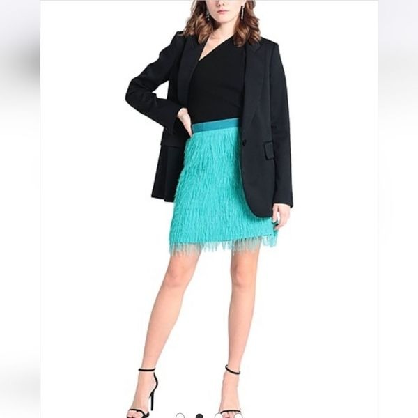 Pilko NWT Apocalittico Aqua Green Fringed Miniskirt Women's Sz EU 42 - US 6