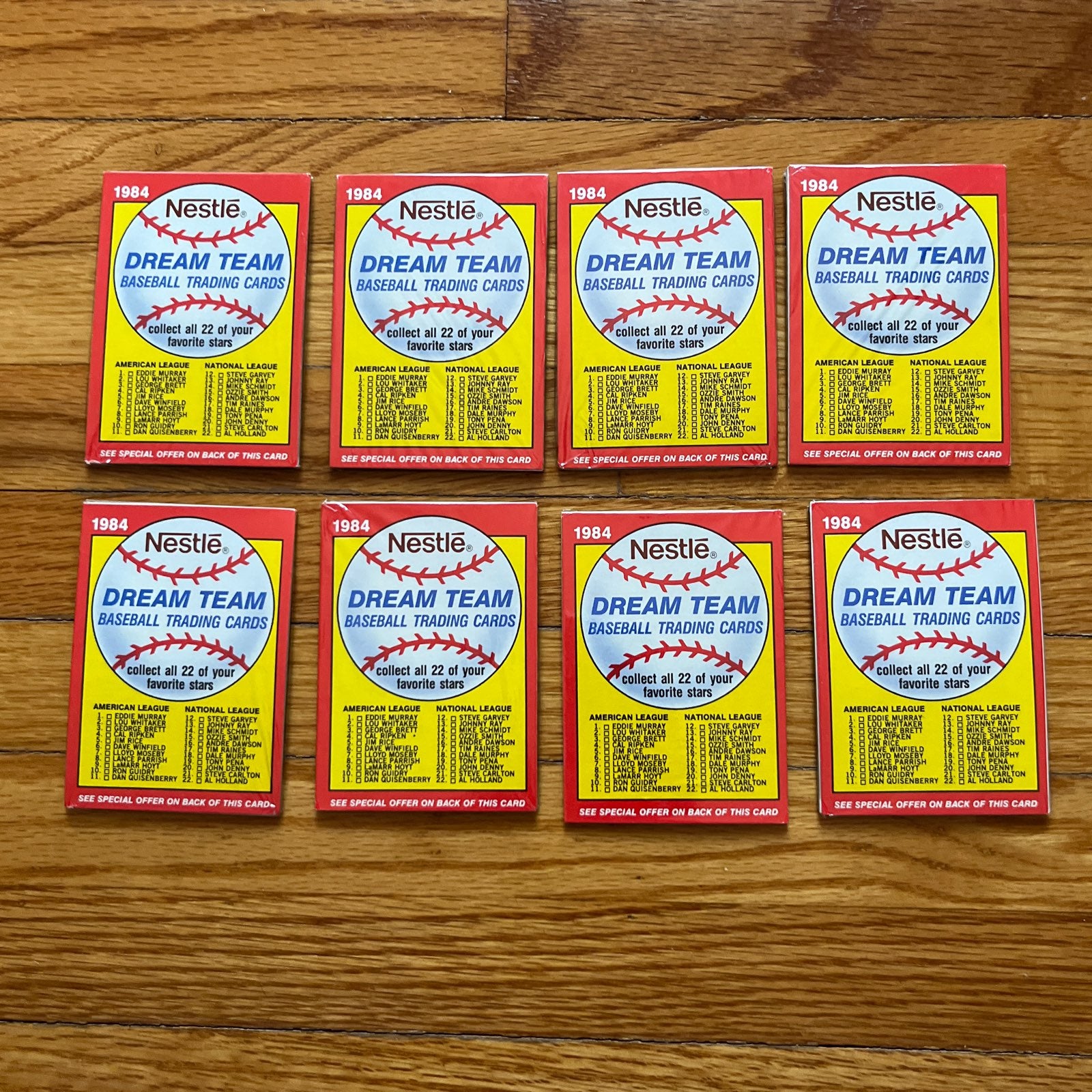 8 Nestle MLB Dream Team Card Packs