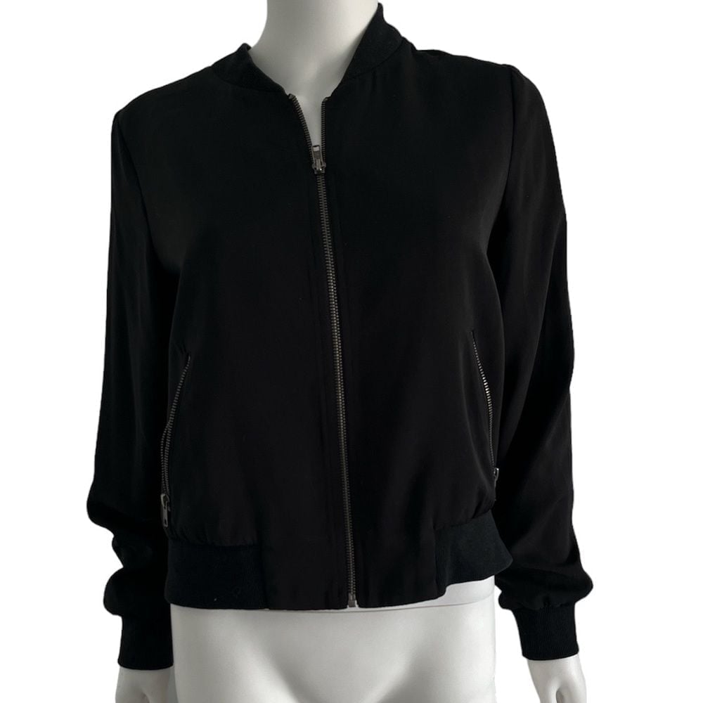 Mural smooth black bomber jacket