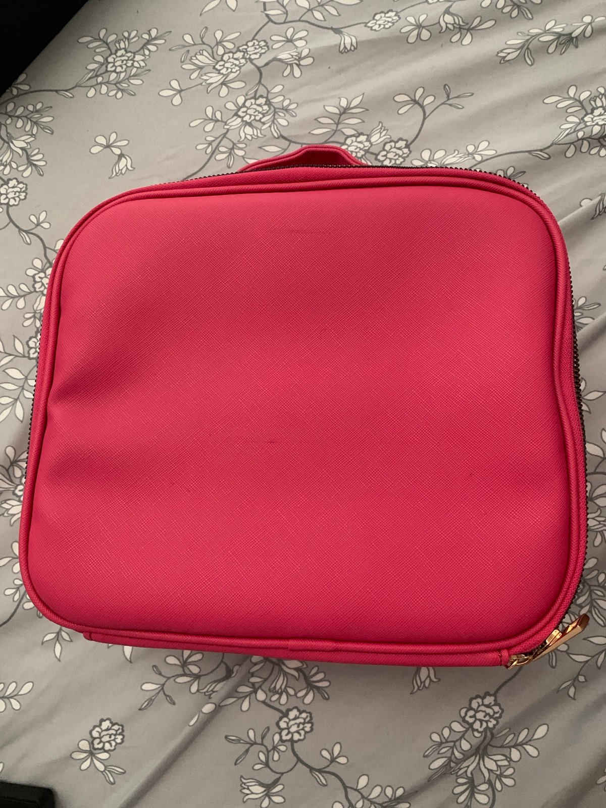 Dark Pink Leather Makeup Bag
