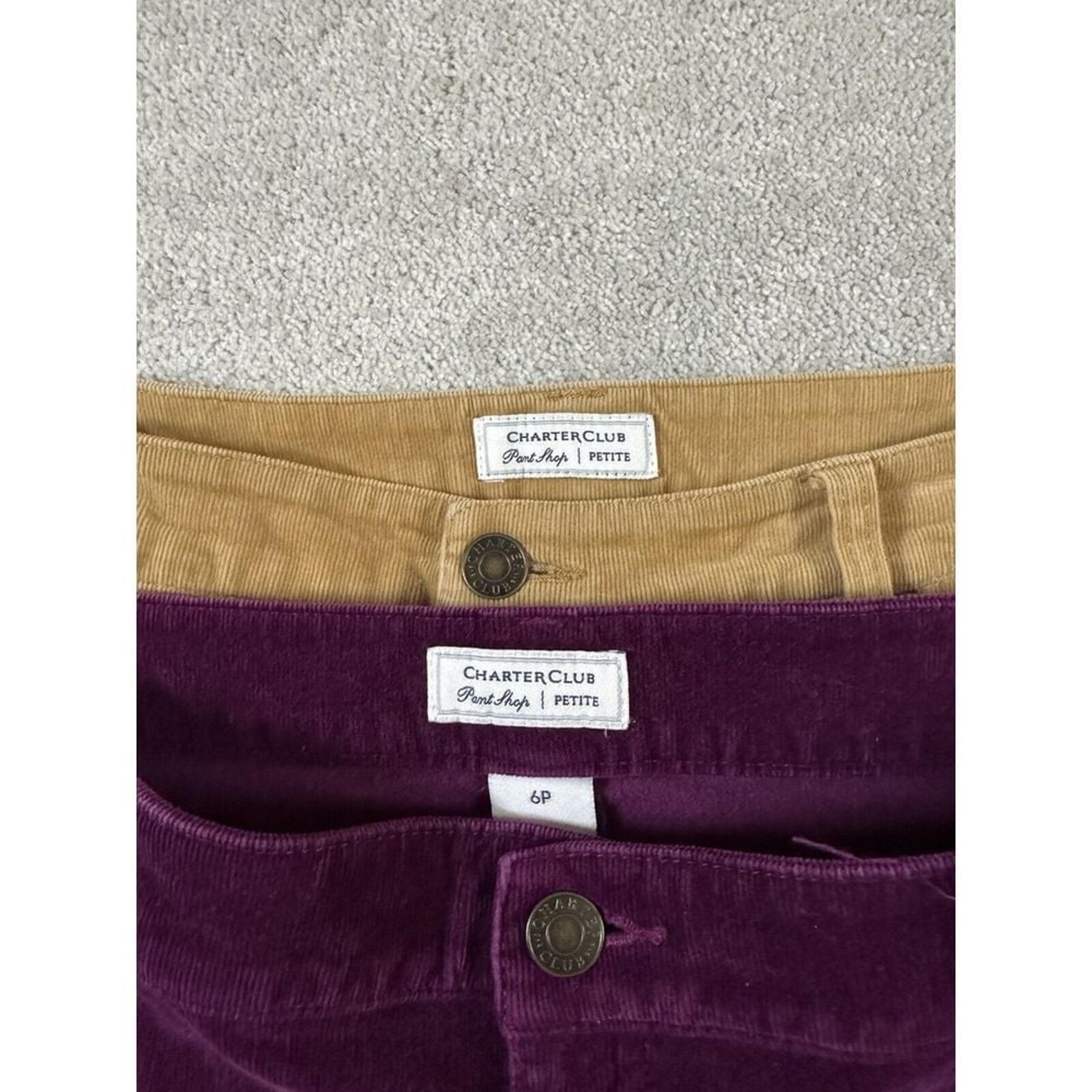 Charter Club Petite Classic Fit Straight Leg Corduroy Pants Size 6P 2 Pair Euc