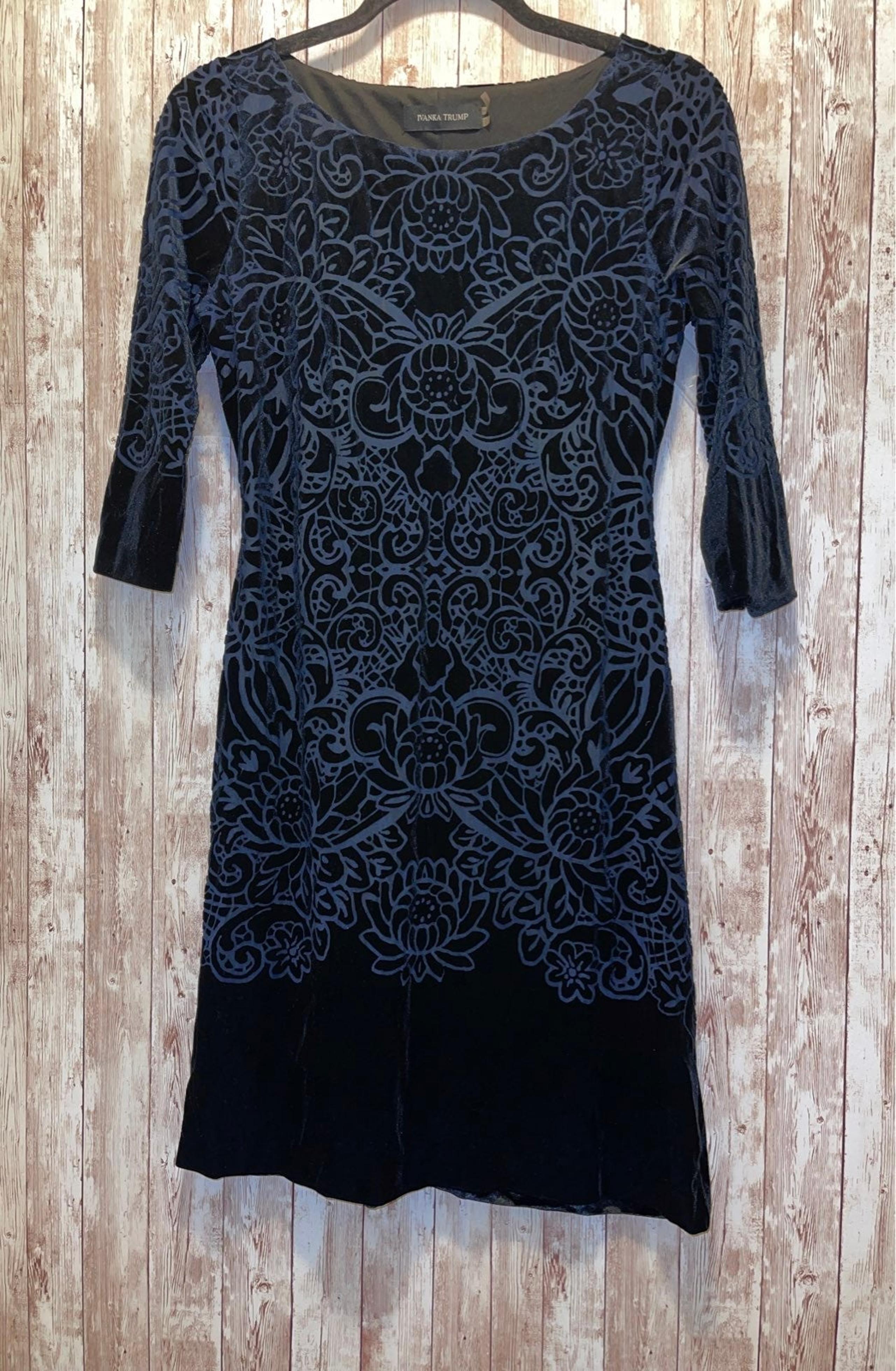 Ivanka Trump 3/4 Sleeve Velvet Floral Dresses Women size 2
