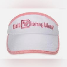 Disney Walt Disney World Terry Cloth Visor adjustable White Pink hat one size