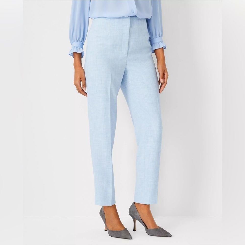 NWT Ann Taylor The Lana Slim Pant in Crosshatch - Curvy Fit Blue Size 6