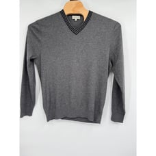 Neiman Marcus 100% Superfine Cashmere Sweater XL Gray V Neck Men's Pullover