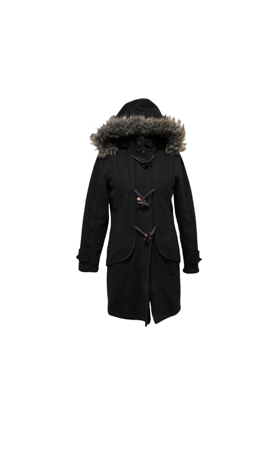 Spiewak & Sons Parka Coat Size Medium Gray Wool Faux Fur Collar