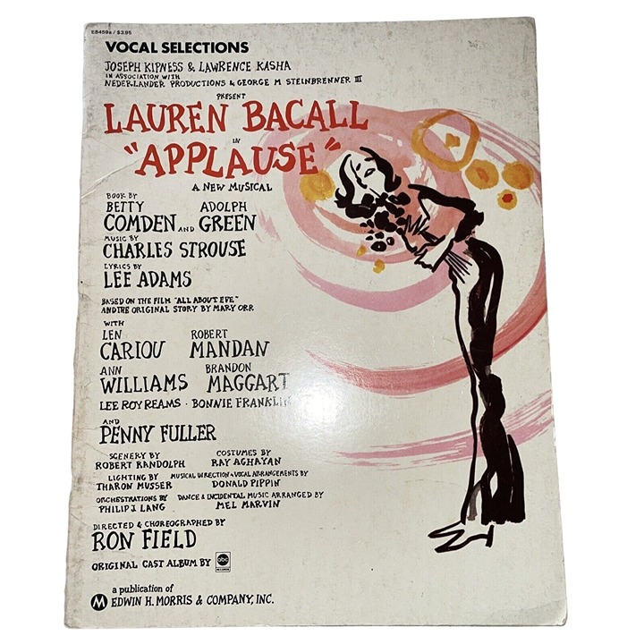 Lauren Bacall Applause A New Musical Song Book 1970 Vintage Sheet Music u