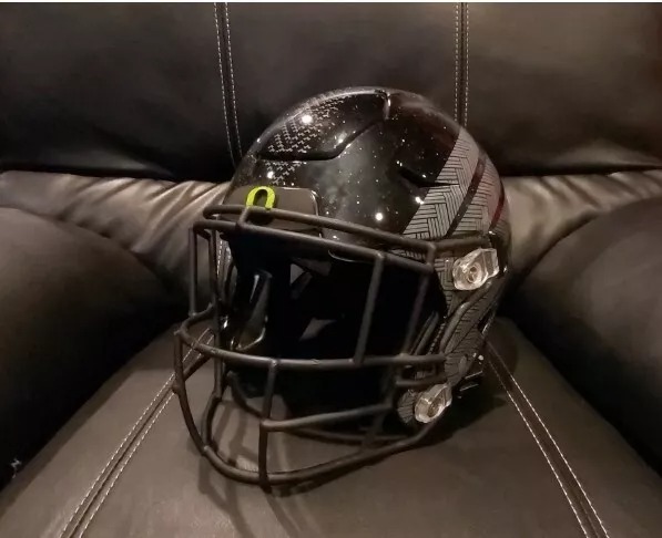 Oregon Ducks Game Worn Used Ohana Helmet vs UCLA 2020 Speed Flex w/808mask