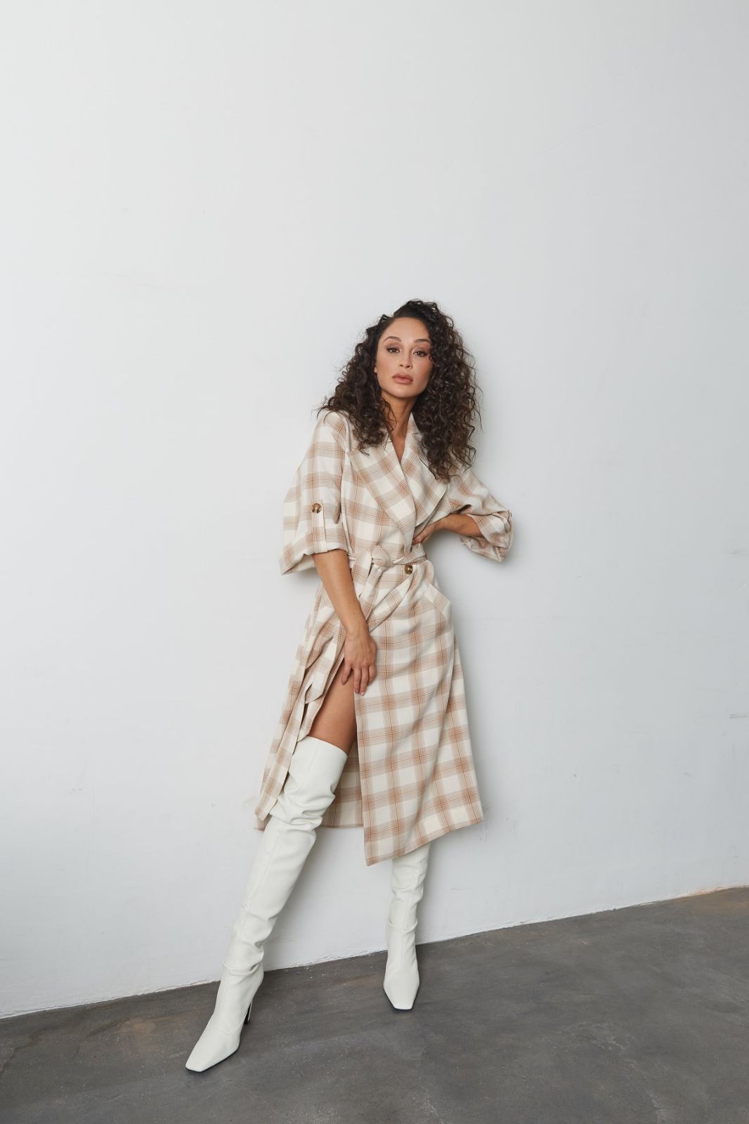 Cara Santana Plaid Trench Coat S, L, XXL