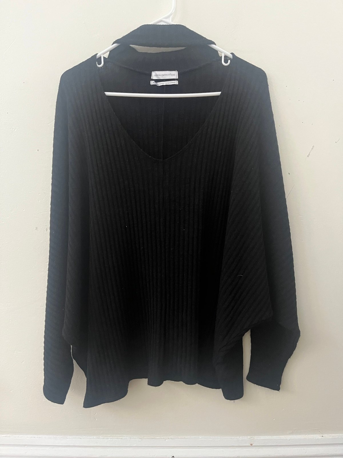Urban Outfitters Black Batwing Sleeve Cut Out Chest Mock Neck Sweater