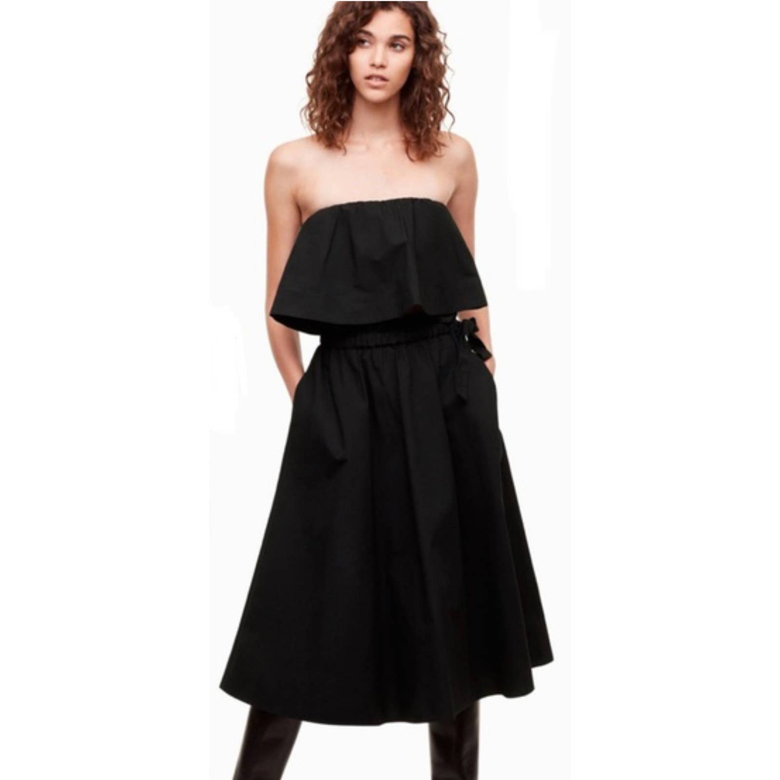 Aritzia Wilfred Chambly Skirt Cotton A-line Midi Poplin Black