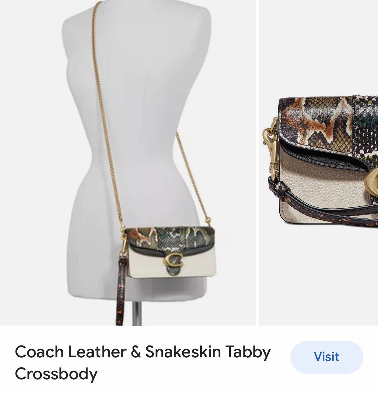 Coach Leather & Snakeskin Tabby Crossbody