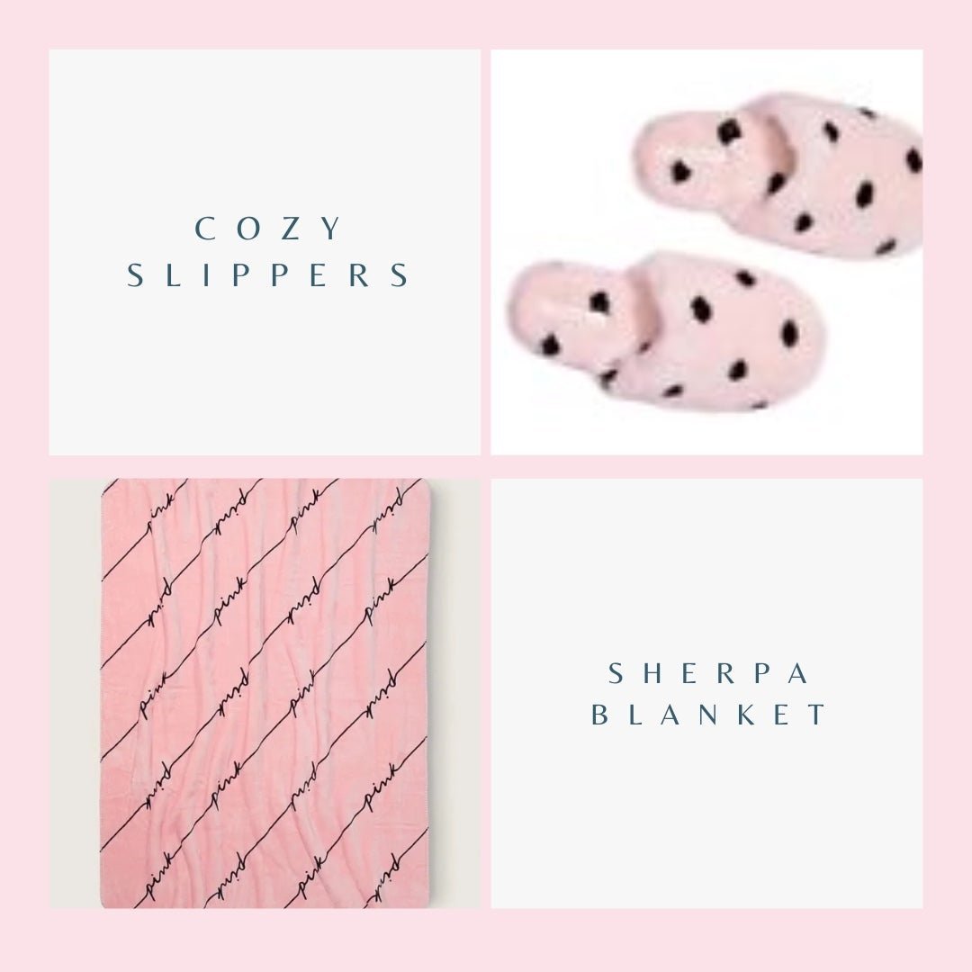Victoria's Secret Cozy Plush Pink Blanket and Slippers in Size S