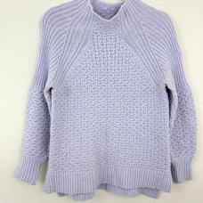 Anthropologie Womens Bia Mock Neck Sweater Size S Textured Alpaca Blend Lavender