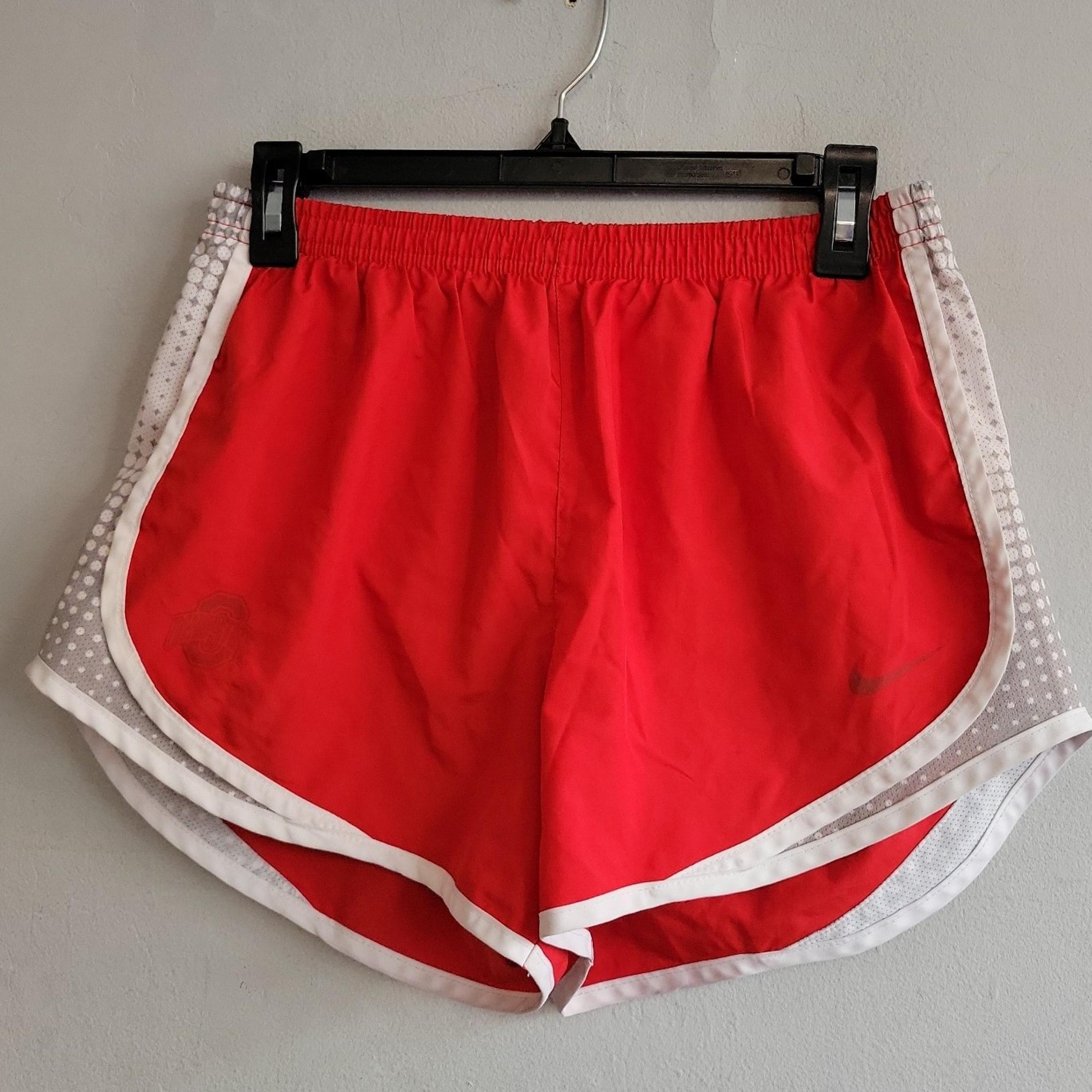 Women's medium Nike red white trim running shorts athletic Ohio State OSU