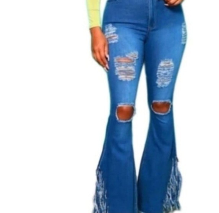 Fringed flare distressed bell bottoms sz X-large