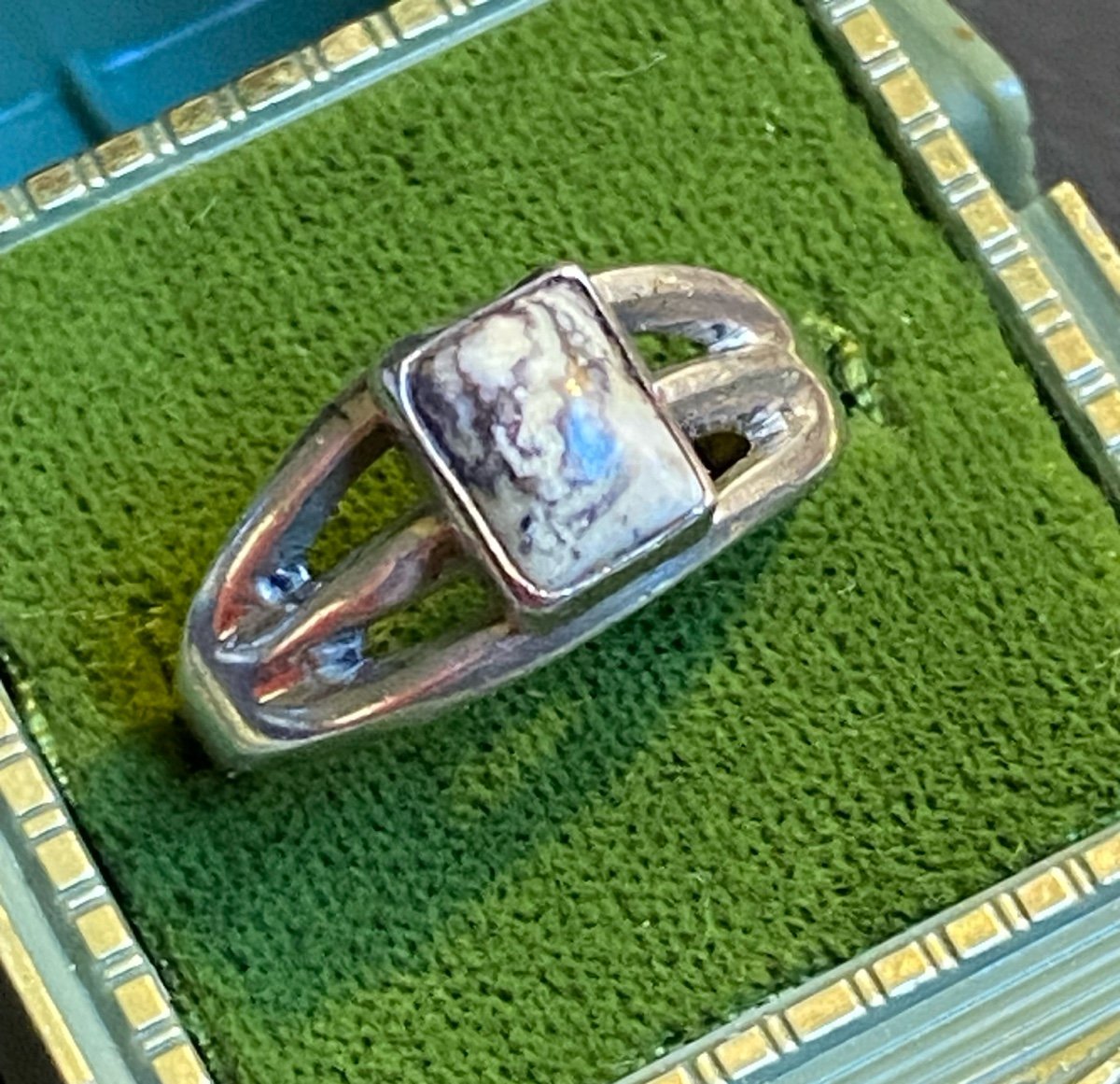 Vintage Sterling Navajo Lowell Draper White Buffalo Turquoise Ring