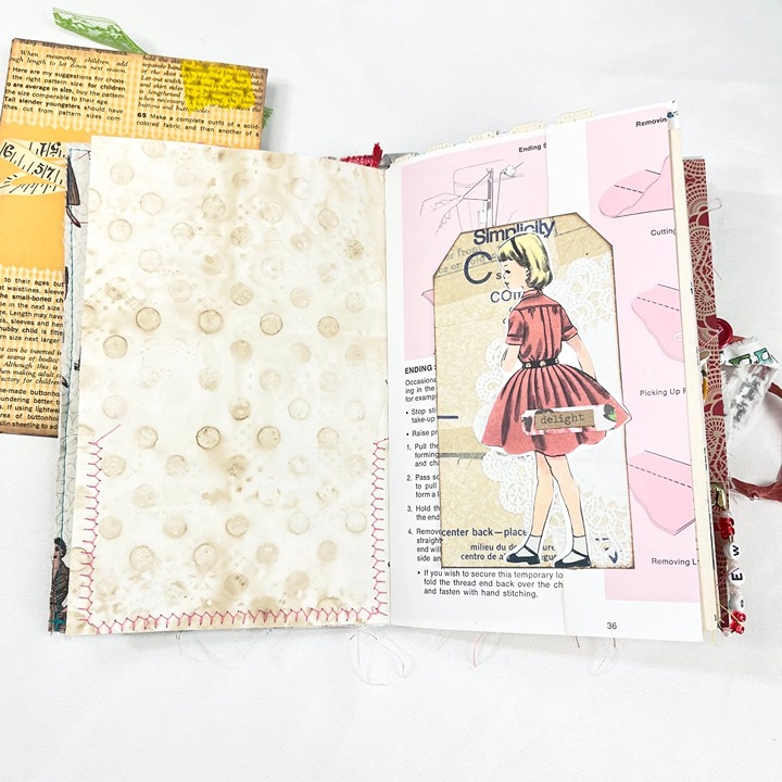 Vintage Sewing Themed Junk Journal, Retro Vintage Journal for Memorykeeping, Scr