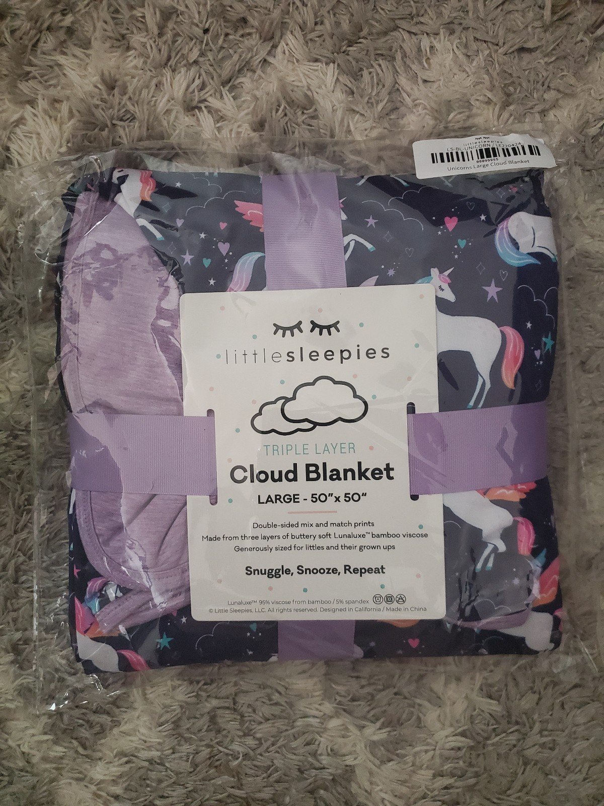 Little Sleepies Unicorns Cloud Blanket
