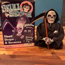 Vintage Y2K Halloween Grim Reaper Motion Light Skull Shocker DY Toys Works!