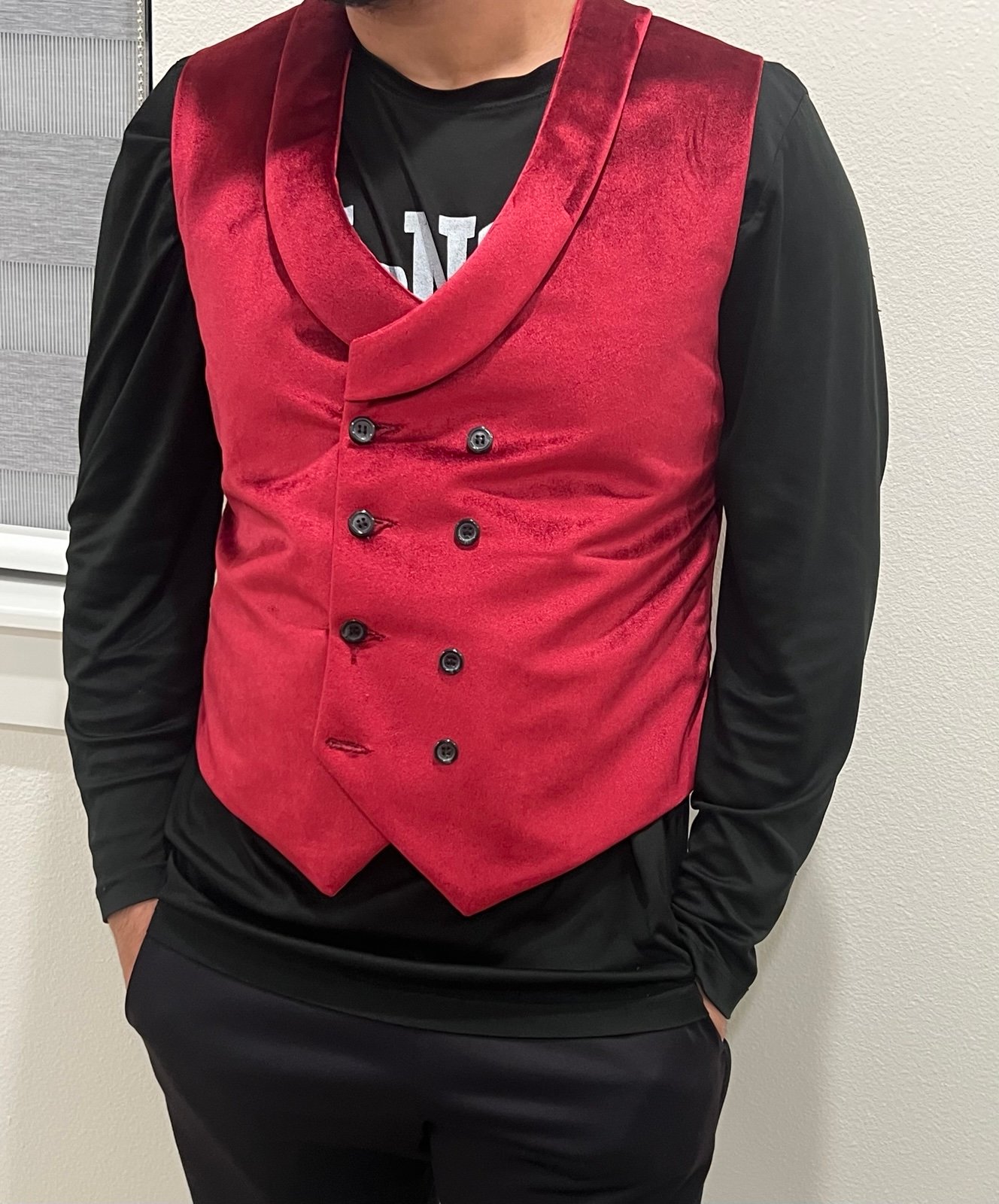 Double breasted velour vest