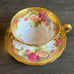 2 Sets Royal Chelsea Golden Rose 2 Teacups & 2 Saucers