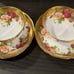 2 Sets Royal Chelsea Golden Rose 2 Teacups & 2 Saucers