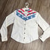 Vintage Roughrider USA Stars Fringe Western Button Up Shirt Junior Women’s Small