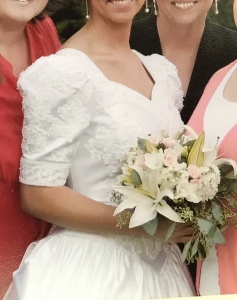 White modest Wedding Dress with sleeves! Size 8