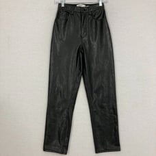 Abercrombie & Fitch Curve Love Black Vegan Leather Straight Leg Pants size 25