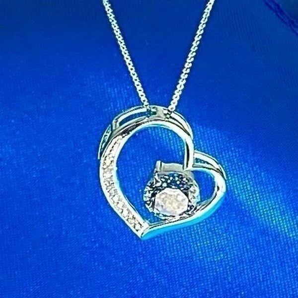 AVN2 Heart w/ Crystal Pendant & Sterling 925 Silver Chain